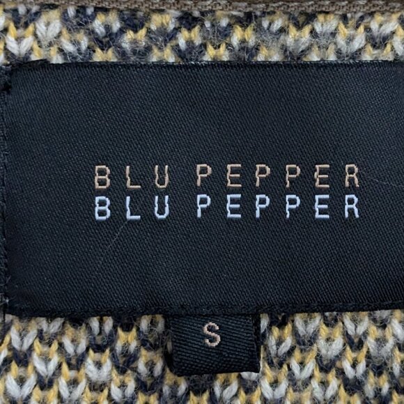 BLU PEPPER Army Green Utility Jacket w Sweater Knit Back; Snaps; Size S - Picture 4 of 6